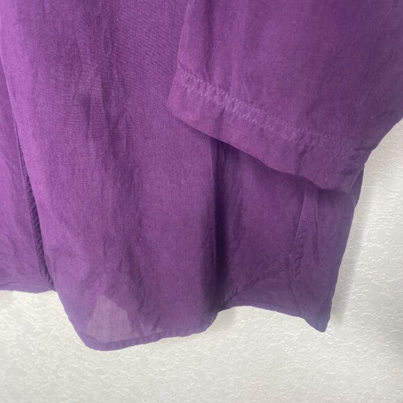 Anna & Frank Silk Button Down Top Womens Size M V-Neck Purple Blouse - Picture 6 of 12